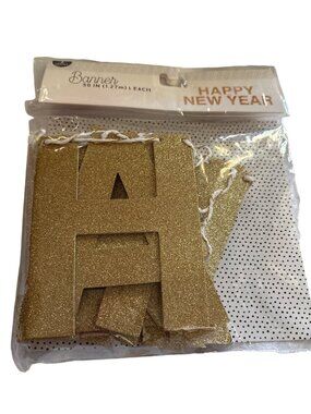 Happy New Year Glitter Banner 50-Inch Gold Letters Party Decoration